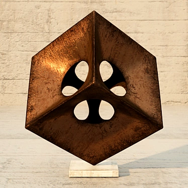 Copper Cube Sculpture 3D model image 1 