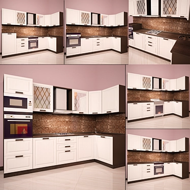 NeoClassic Corner Kitchen: Affordable Elegance 3D model image 1 