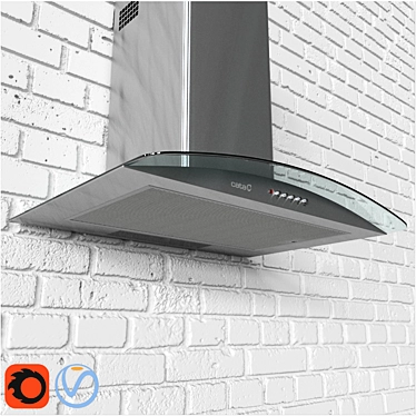 Sleek Cata C600 Glass/b Exhaust Hood 3D model image 1 