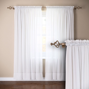  Elegant Sheer Tulle Curtain 3D model image 1 