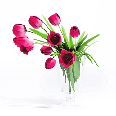 Tulip Beauty Vase: Blooming Majesty 3D model image 1 