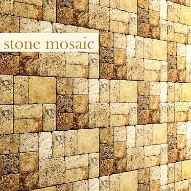 Natural Stone Mosaic: Elegant Traverine 3D model image 1 