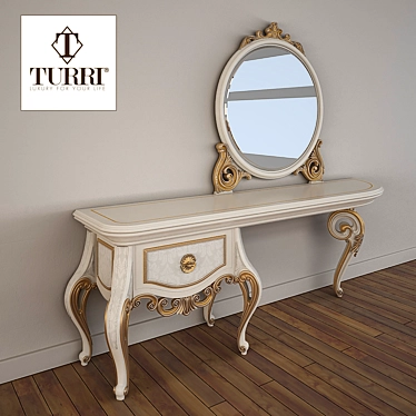 Baroque Ivory Dressing Table with Handcrafted Details 3D model image 1 