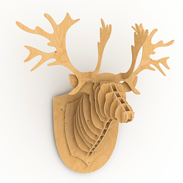 Elegant Plywood Elk Wall Decor 3D model image 1 