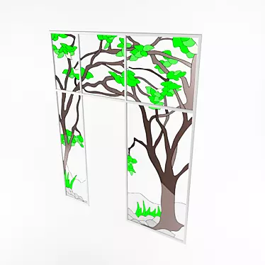 Elegant Asymmetric Stained Glass Partition 3D model image 1 