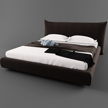 Contemporary ALIVAR Bed: White & Brown Coated 3D model image 1 