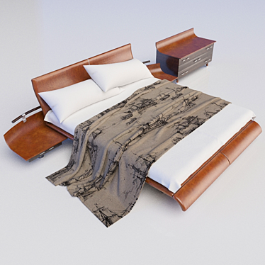 Title: Elegant Leather Bedroom Set 3D model image 1 