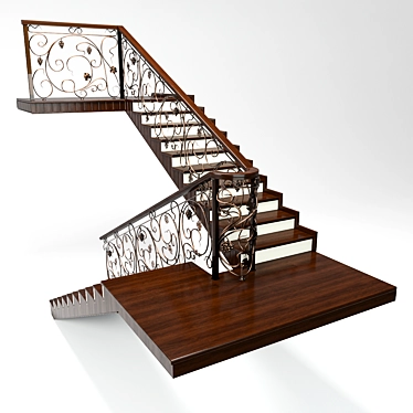 Elegant Grapevine Staircase 3D model image 1 