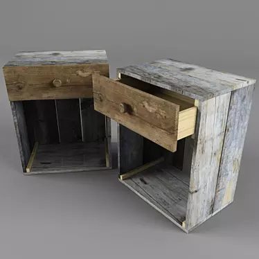 Rustic Wood Bedside Table 3D model image 1 