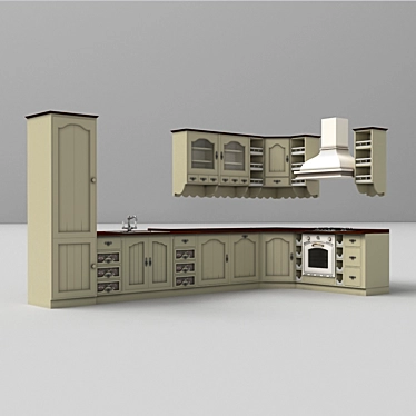 Modern Trouville Modular Kitchen 3D model image 1 