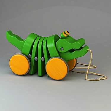 Wooden Crocodile Toy 3D model image 1 