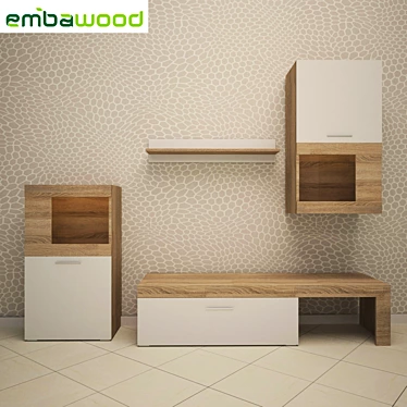 Folk Modern Wall Unit - Embawood 3D model image 1 