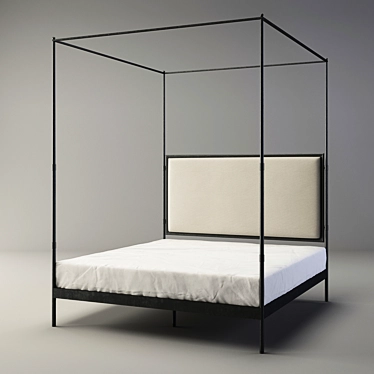 French Inspired Iron Four-Poster Bed | Elegant & Timeless Design 3D model image 1 