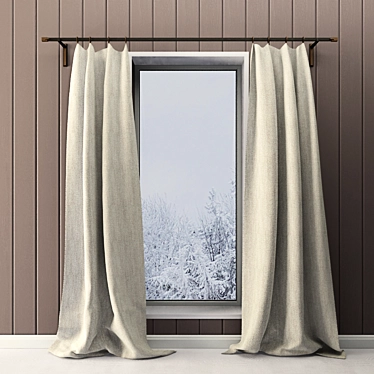 Sleek Window Drapes 3D model image 1 