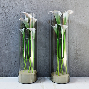 Elegant Calla Lilies in Vase 3D model image 1 