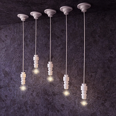 Elegant Porcelain White Hanging Lamp 3D model image 1 