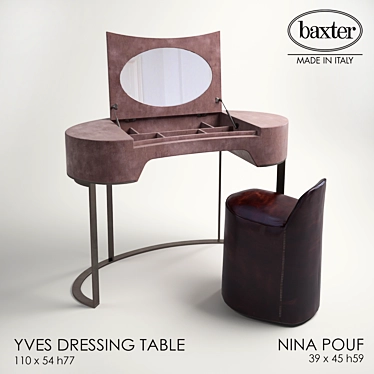 Elegance Defined: Baxter Yves Dressing Table & Nina Pouf 3D model image 1 