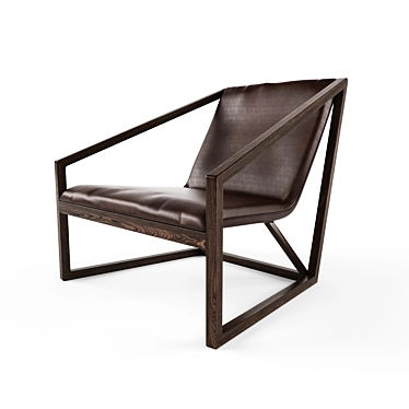 Sleek Brown Leather Lounge Chair 3D model image 1 
