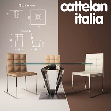 Modern Dining Set: Gotham-Kate 3D model image 1 