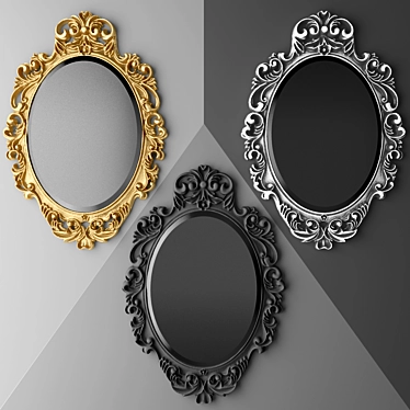 Luxury Golden Oval Wall Mirror 3D model image 1 