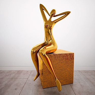 Modern Gold Figure Sculpture 3D model image 1 