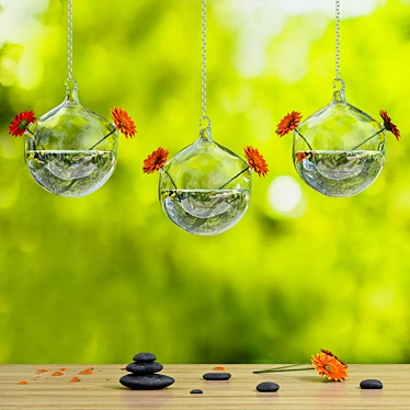 Gerbera Beauty: Hanging Glass Bowl 3D model image 1 