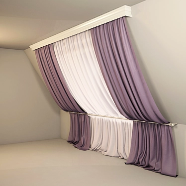 Attic Elegance: Curtain & Blinds 3D model image 1 