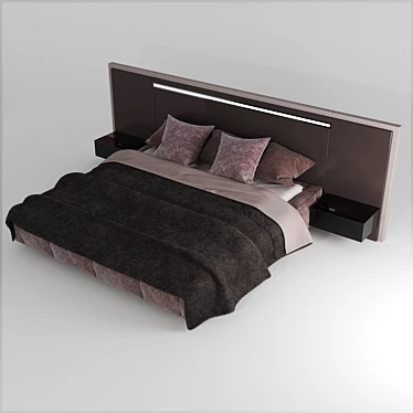 Plush Fur Bed: Cozy Comfort 3D model image 1 