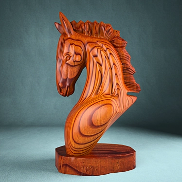 Wooden Horse Sculpture 3D model image 1 