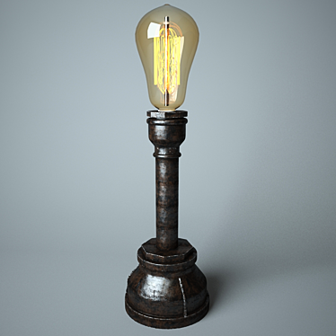 Vintage Pipe Table Lamp 3D model image 1 