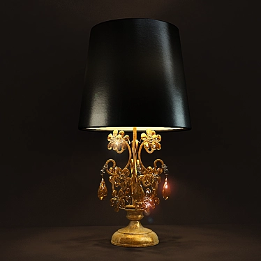 Elegant Gold Table Lamp with Silk Shade 3D model image 1 