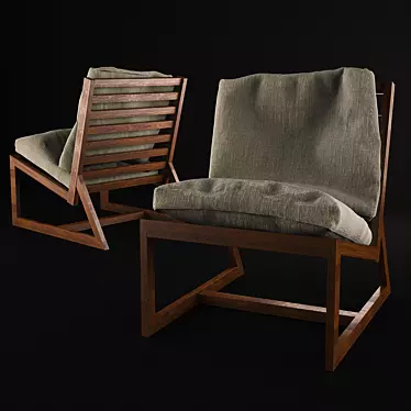 Retro Lounge Chair with Cushions 3D model image 1 