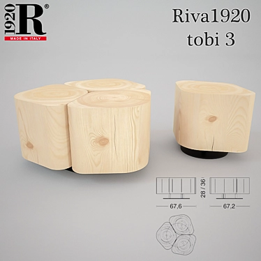 Riva 1920 Tobi 3 Coffee Table 3D model image 1 