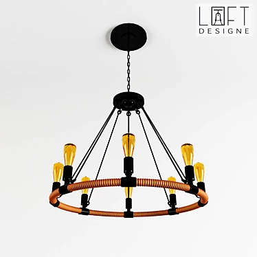 Industrial Loft Iron Chandelier 3D model image 1 