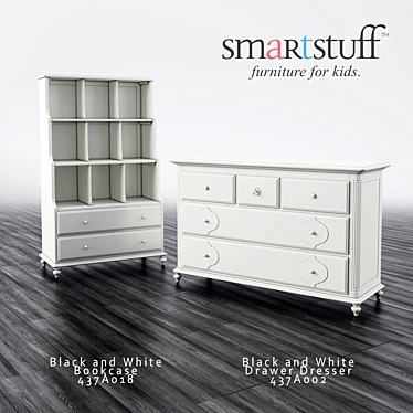 SmartStuff Bookcase and Drawer Combo 3D model image 1 