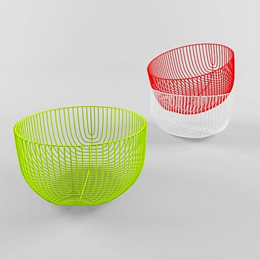 Multi-Color Metal Wire Baskets 3D model image 1 