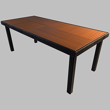 Teak Rattan Dining Table 3D model image 1 