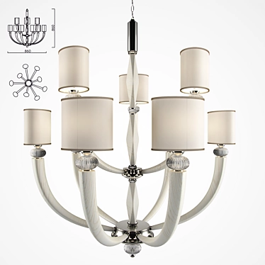 Elegant White Oak Chandelier 3D model image 1 