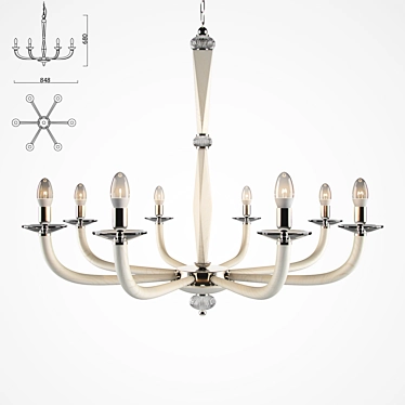 Elegante Oak Chandelier - 878mm*680mm 3D model image 1 