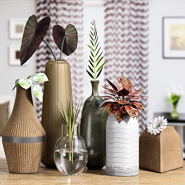 Elegant Vase Trio - Modern Décor 3D model image 1 