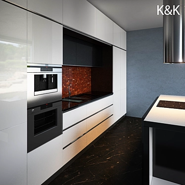 Contemporary Kitchen Furniture Set 3D model image 1 