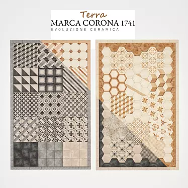 Elegant Italian Terra Tiles - Marca Corona 3D model image 1 