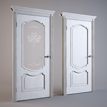 Elegant Ivory Patina Doors 3D model image 1 