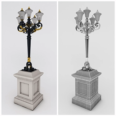 Vintage Wrought Iron Street Lamp 3D model image 1 