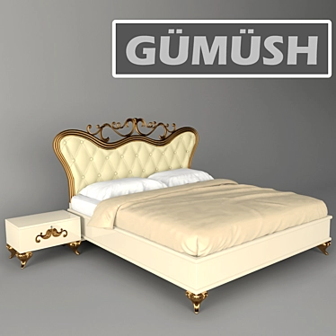 Elegant Alisa Bed 3D model image 1 