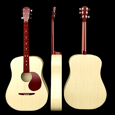 Authentic Acoustic Guitar 3D model image 1 