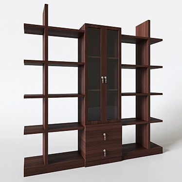 Sleek Wood Bookshelf 3D model image 1 