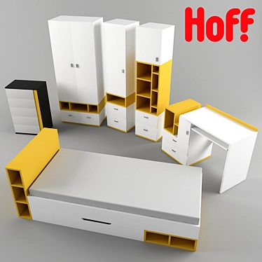 Mobi Furniture Collection & Graphic Kids' Dresser 3D model image 1 