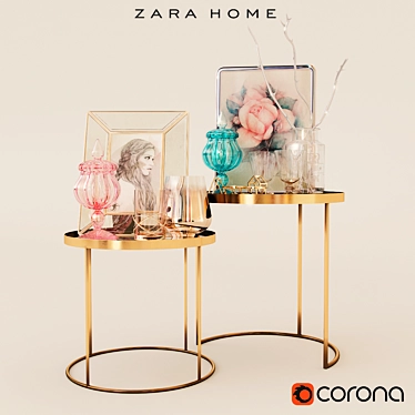 Zara Home Accessory Set: Tables, Glassware, Vases, and More 3D model image 1 