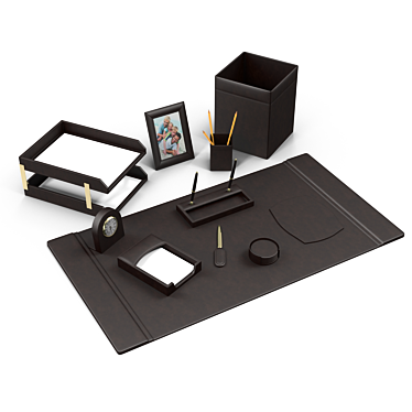 Luxury Leather Desk Set 3D model image 1 